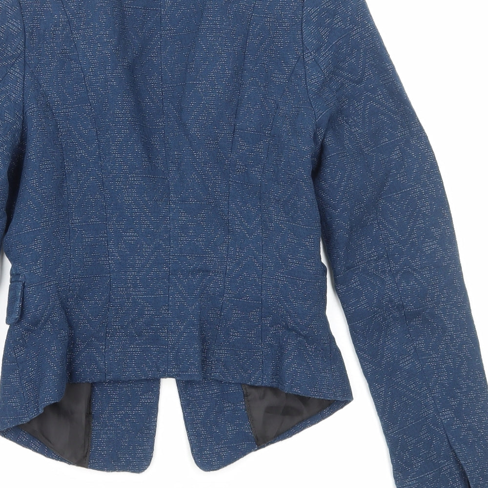 H&M Womens Blue Jacket Size 8 Hook & Eye
