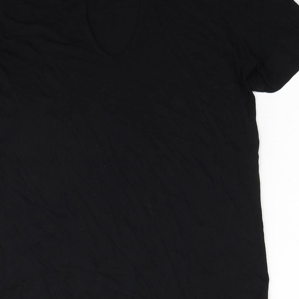 VERO MODA Womens Black Cotton Basic T-Shirt Size L Round Neck