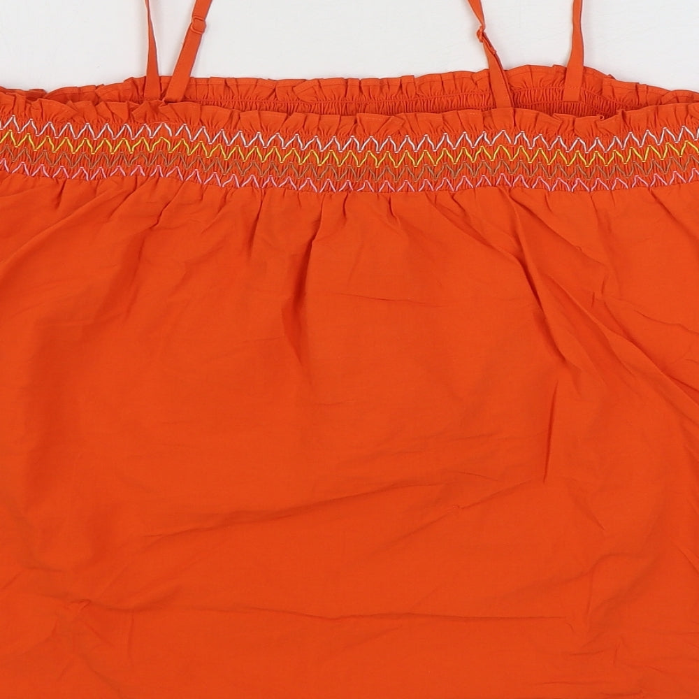 Marks & Spencer Womens Orange 100% Cotton Basic Tank Size 22 Square Neck