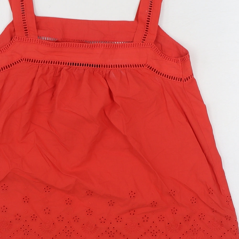 Marks & Spencer Womens Red 100% Cotton Basic Tank Size 6 Square Neck