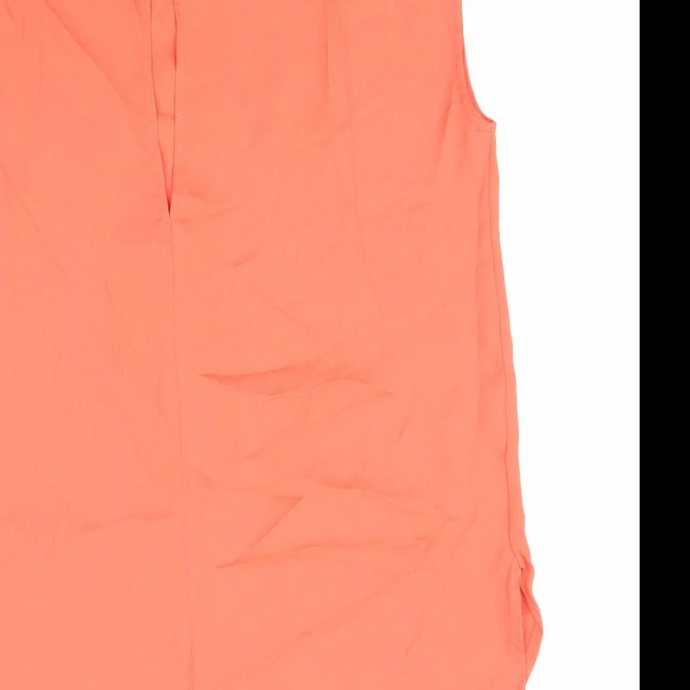 Mango Womens Orange Polyester Basic Blouse Size XS Round Neck