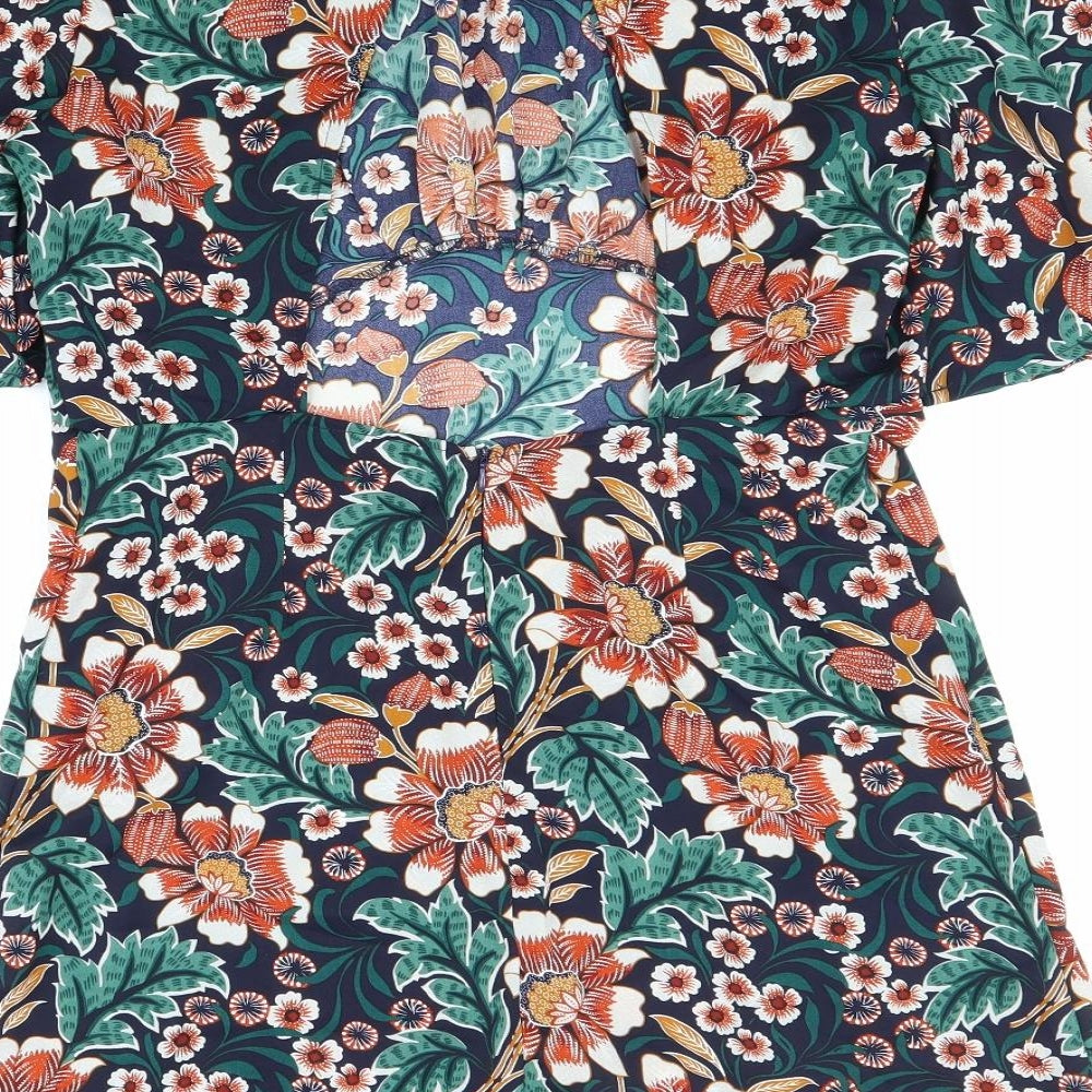 In Vogue Womens Multicoloured Floral Polyester Shift Size L Boat Neck Button