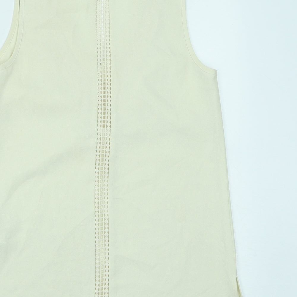 Warehouse Womens Beige Polyester Basic Tank Size 6 V-Neck - Lace Detail