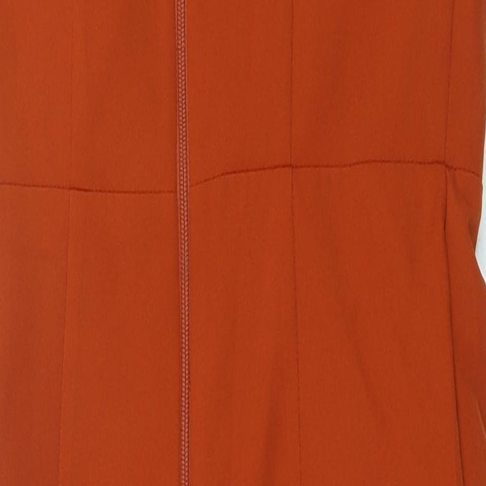 Vesper Womens Orange Polyester Pencil Dress Size 6 Square Neck Zip