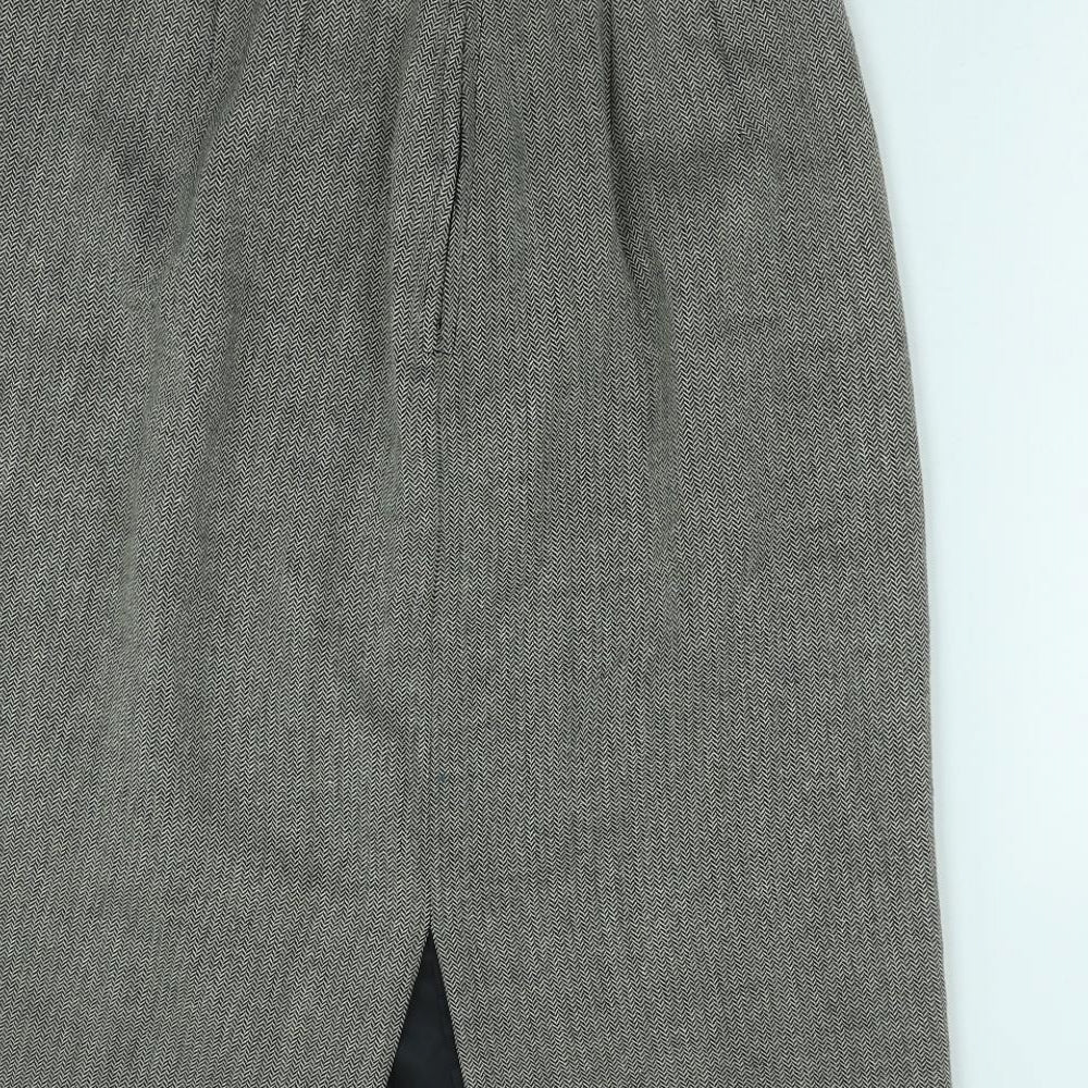 Preworn Womens Green Geometric Cotton Straight & Pencil Skirt Size 28 in Zip