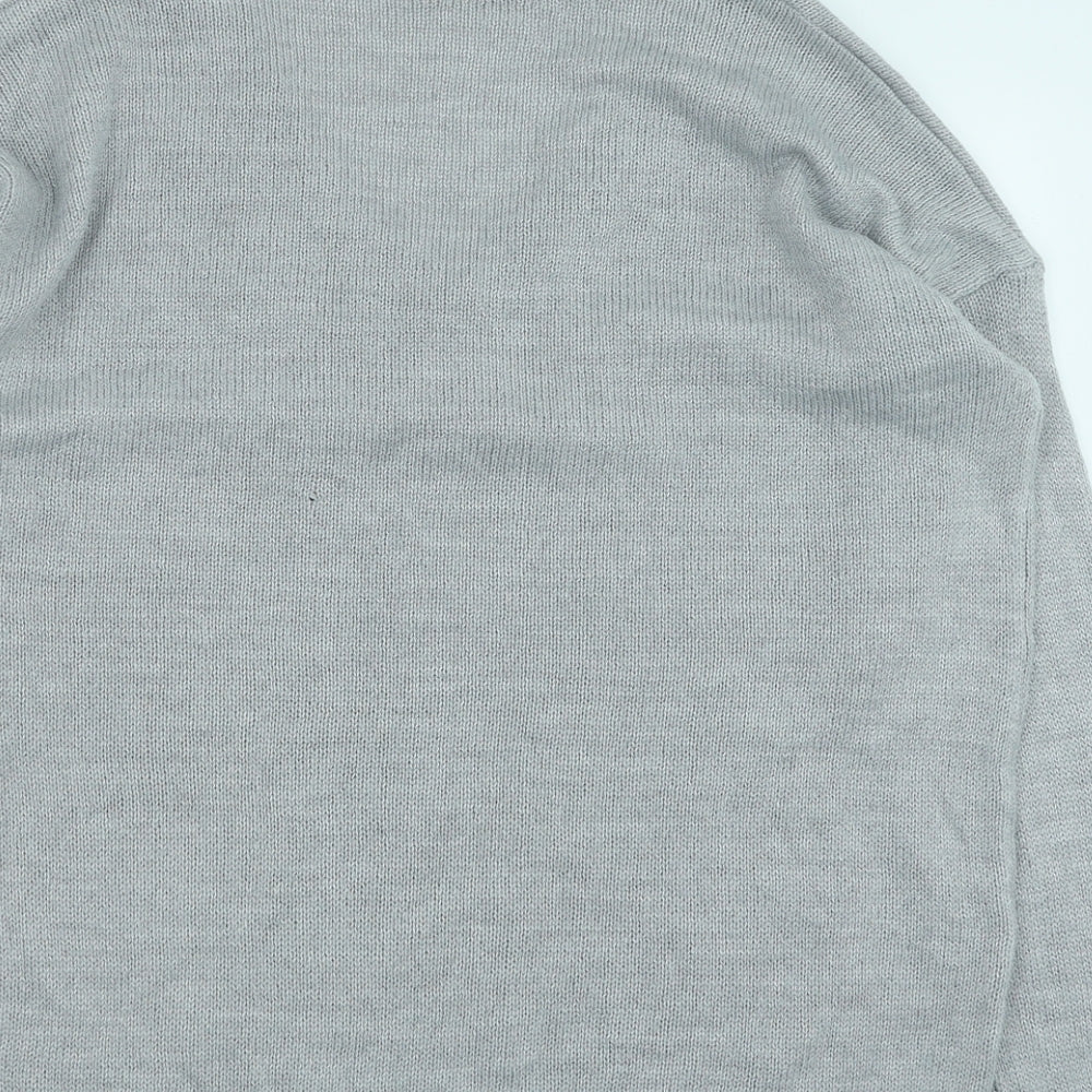 Onfire Womens Grey V-Neck Acrylic Pullover Jumper Size 12