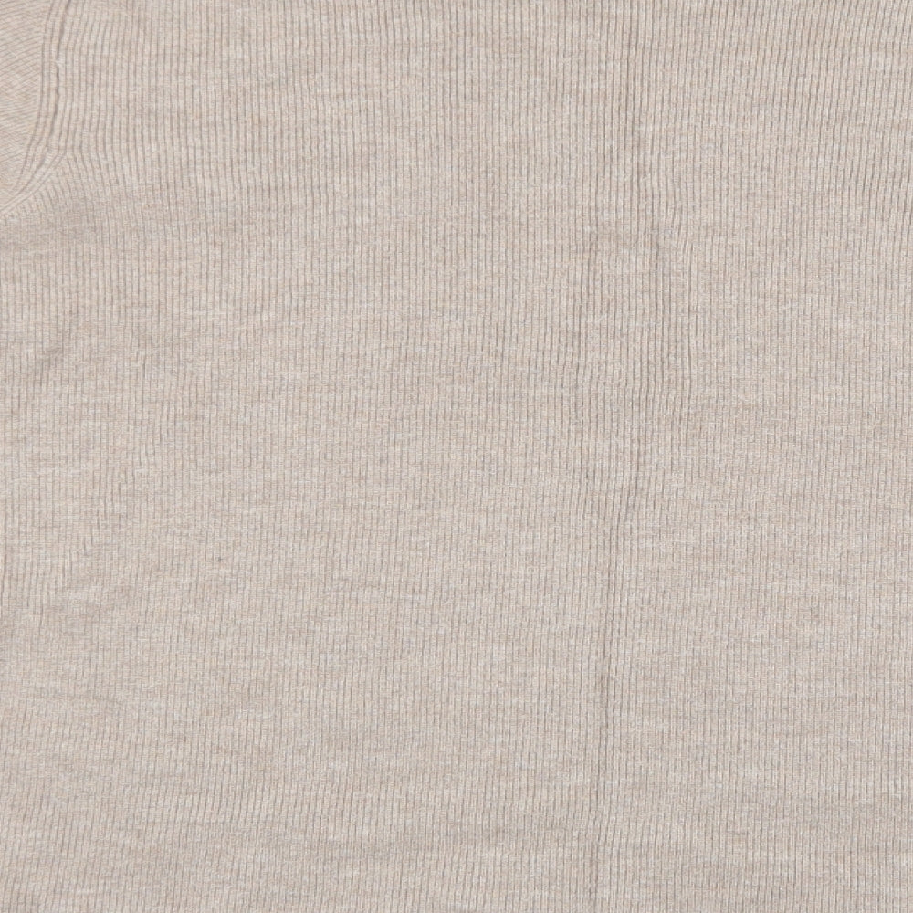 Marks & Spencer Womens Beige High Neck Viscose Pullover Jumper Size XL