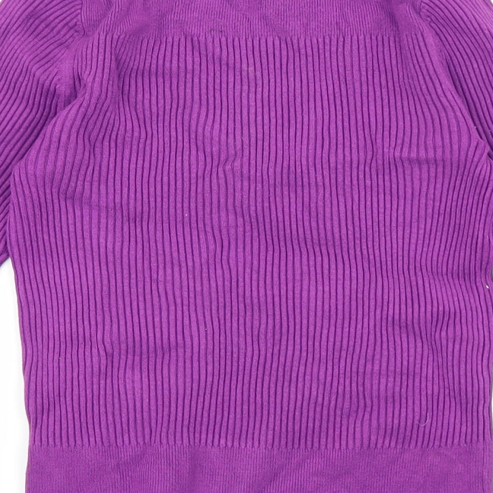 Marks & Spencer Womens Purple Round Neck Viscose Pullover Jumper Size 8