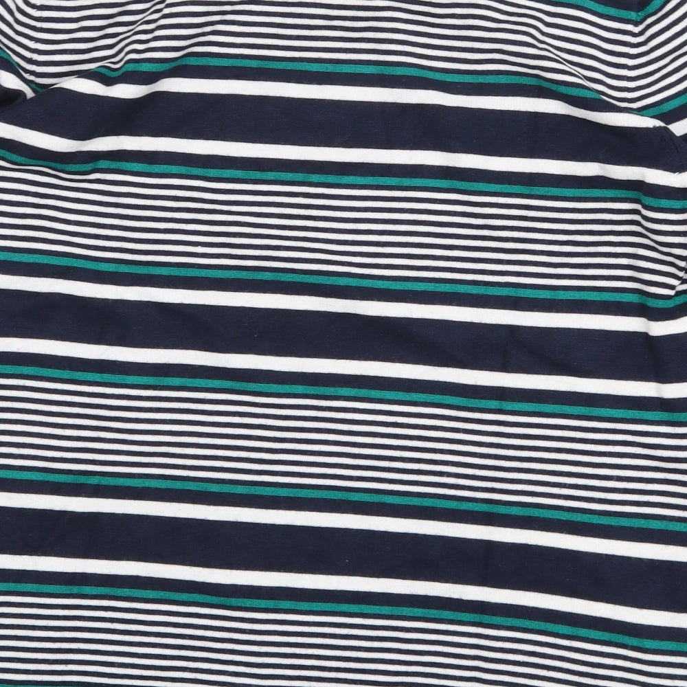 Country Casuals Womens Blue Striped Viscose Basic T-Shirt Size L Round Neck