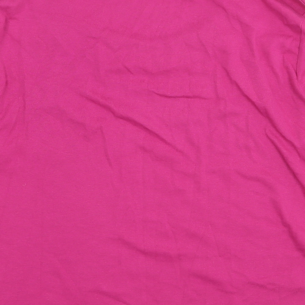 Marks & Spencer Womens Pink 100% Cotton Basic Blouse Size 14 Scoop Neck