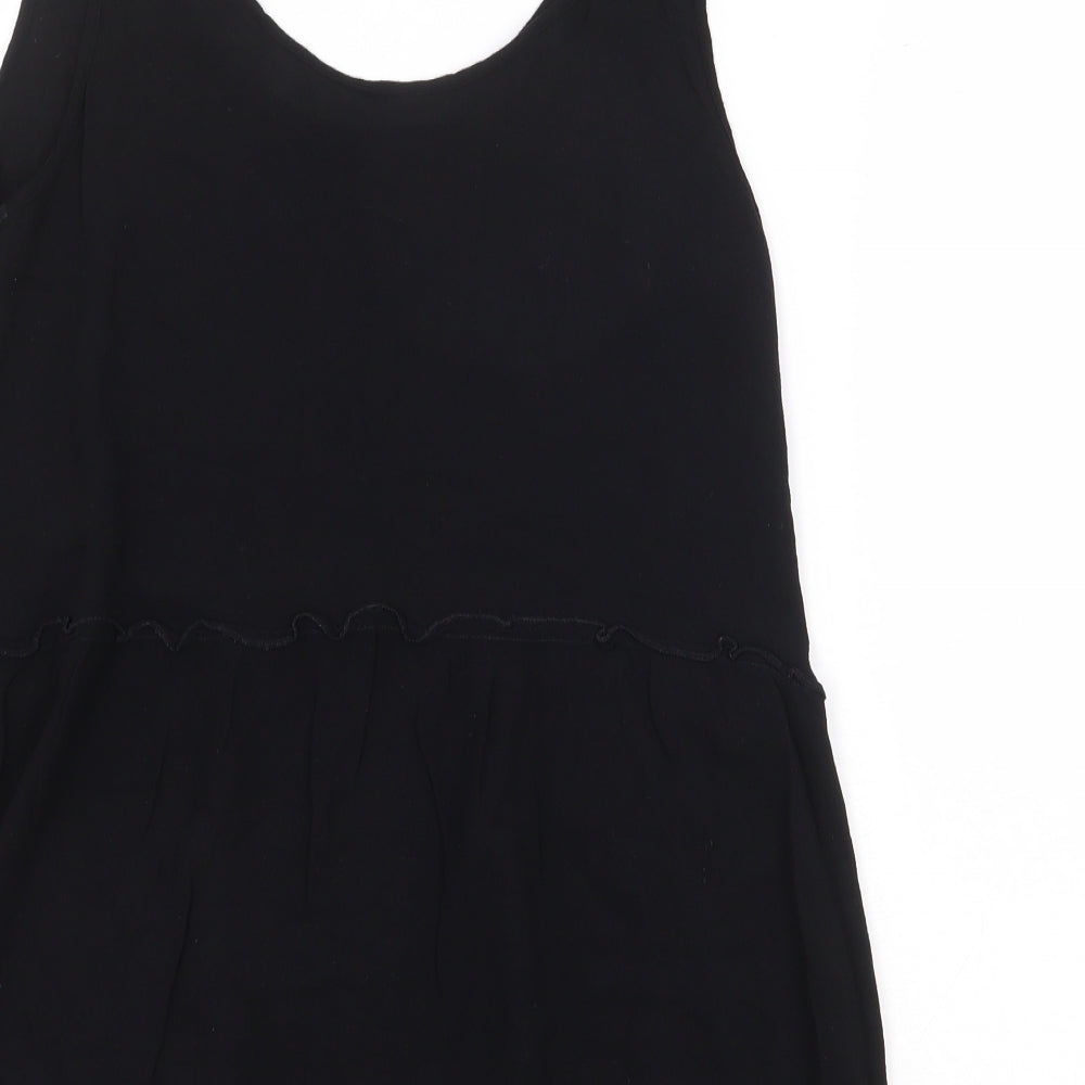Jaqueline de Yong Womens Black Viscose Basic Tank Size 10 Round Neck