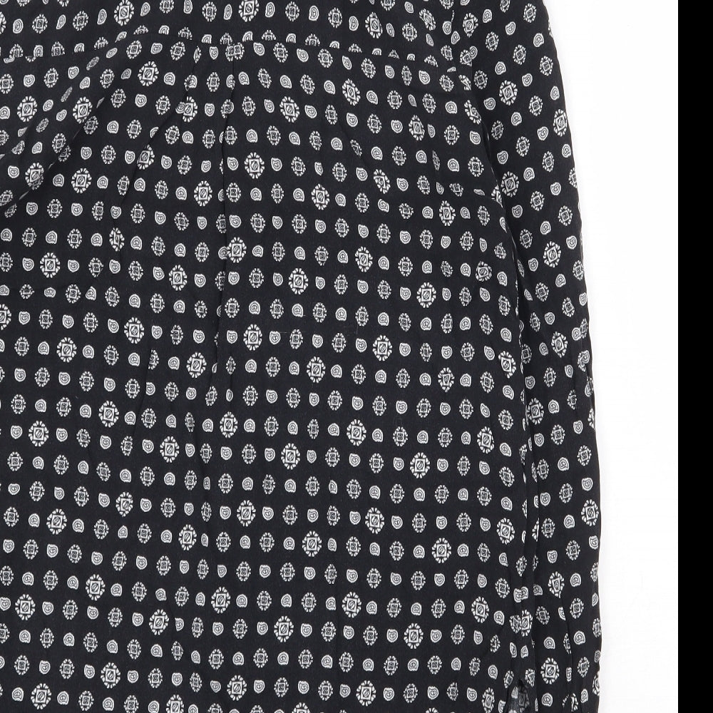 Staring at Stars Womens Black Geometric Viscose Basic Button-Up Size S V-Neck