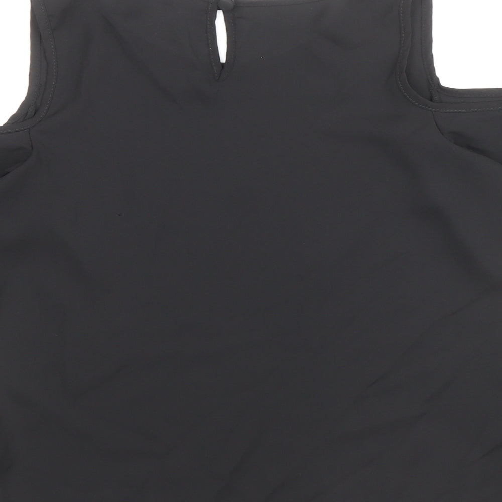 Atmosphere Womens Black Polyester Basic Blouse Size 6 Scoop Neck - Cold Shoulder
