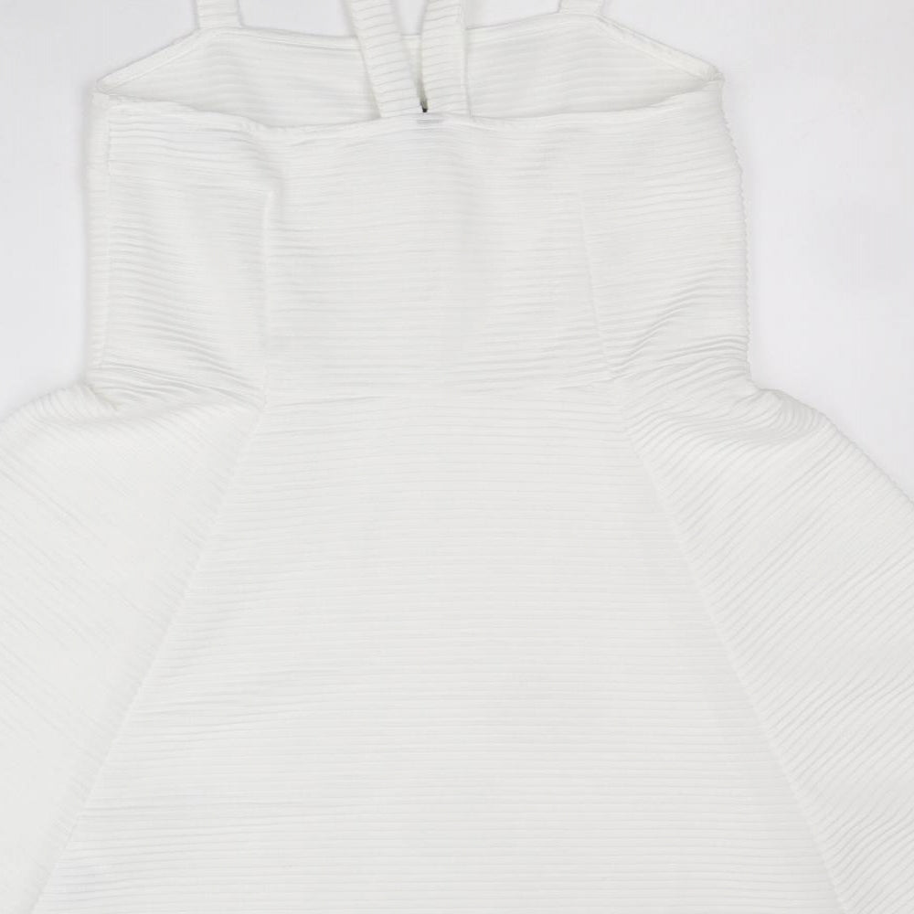 Divided by H&M Womens White Polyester Pinafore/Dungaree Dress Size M Square Neck Pullover