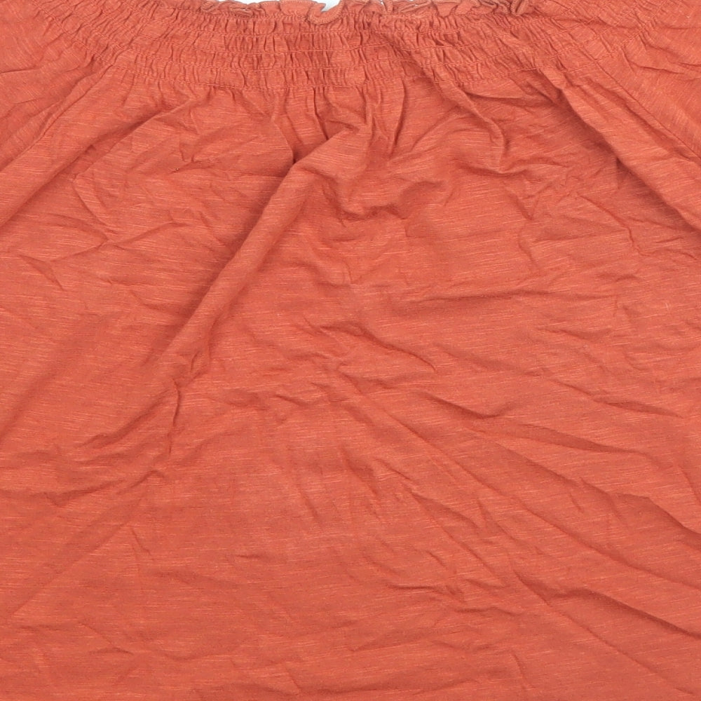 New Look Womens Brown Cotton Basic T-Shirt Size 8 Round Neck