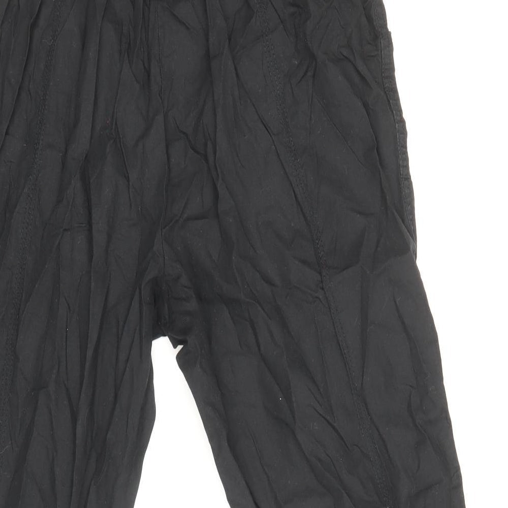 Bonmarché Womens Black Cotton Trousers Size 14 Regular Drawstring