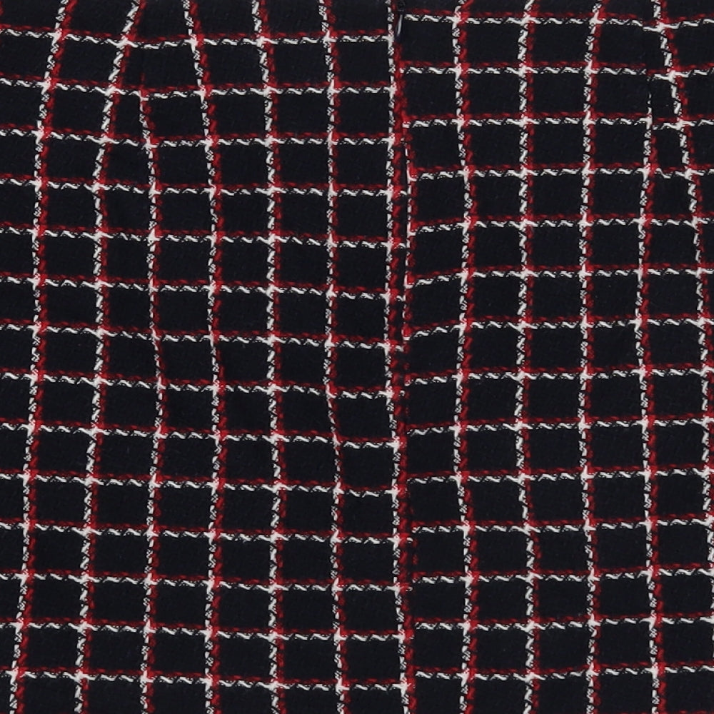 Zara Womens Blue Geometric Polyester A-Line Skirt Size 8 Zip