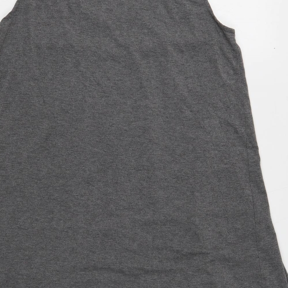 Rainbow Womens Grey Polyester Basic Tank Size 12 Scoop Neck - Flower Detail