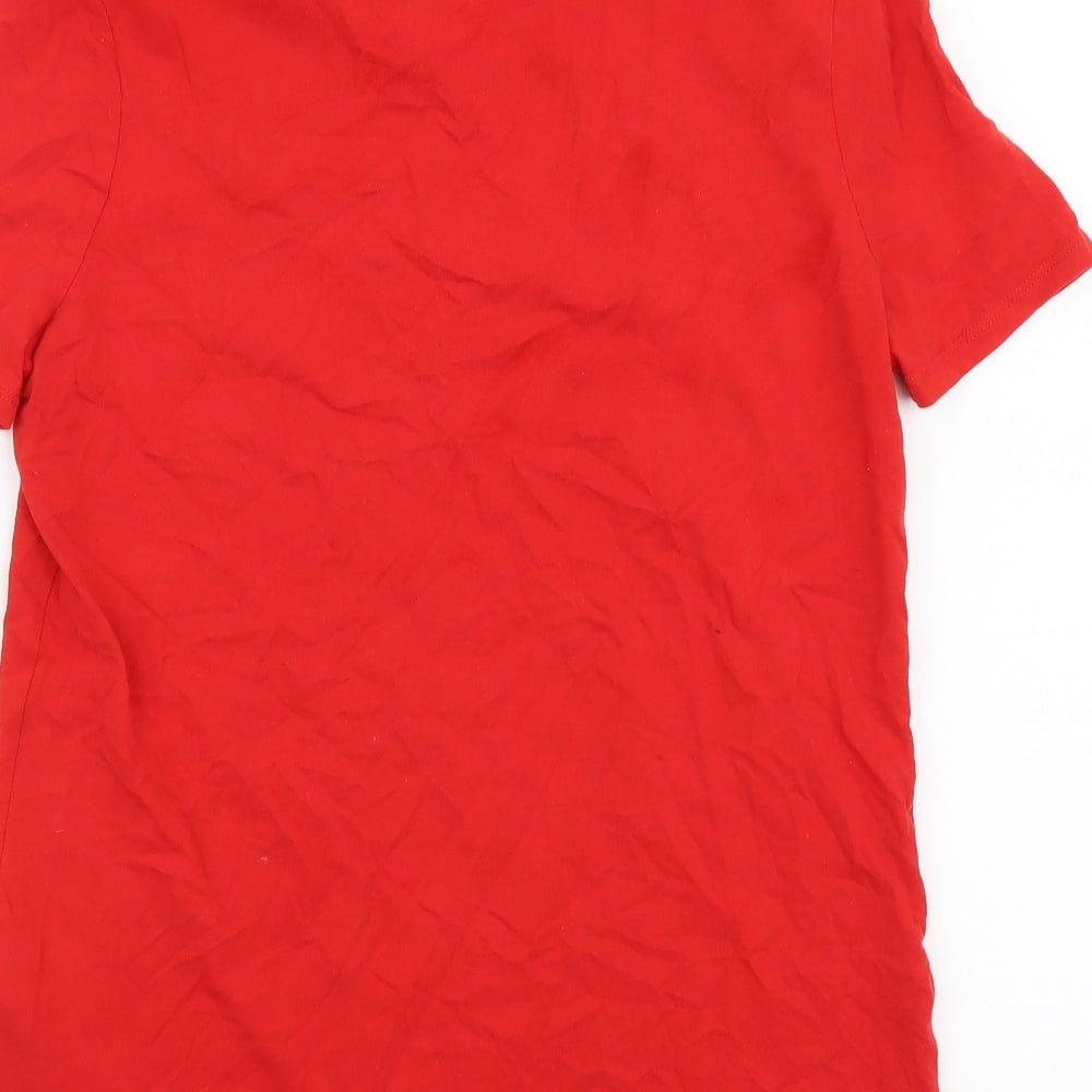 Marks and Spencer Womens Red Cotton Tunic T-Shirt Size 8 Round Neck