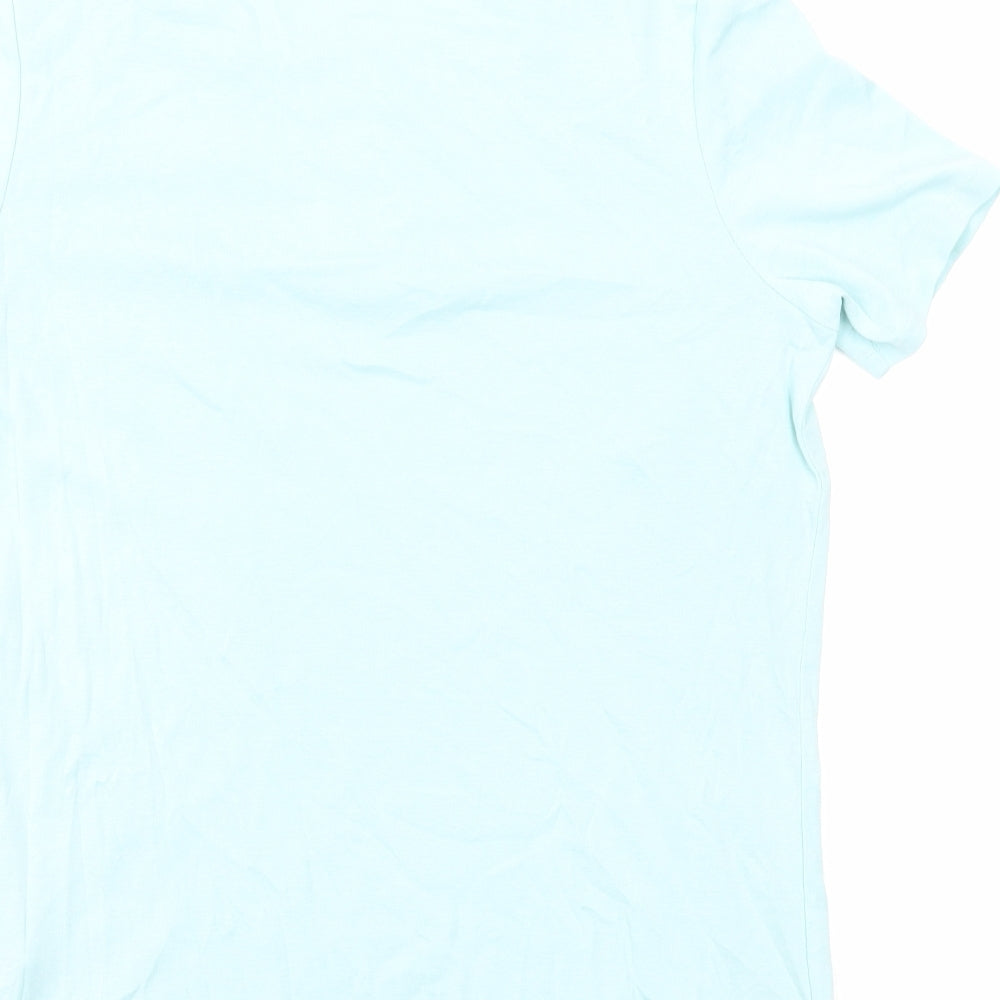 Damart Womens Blue Cotton Basic T-Shirt Size 14 Round Neck - Crochet Detail