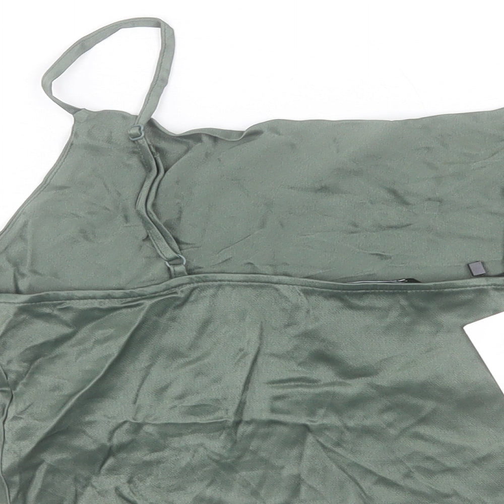 Zara Womens Green Viscose Camisole Tank Size S Square Neck