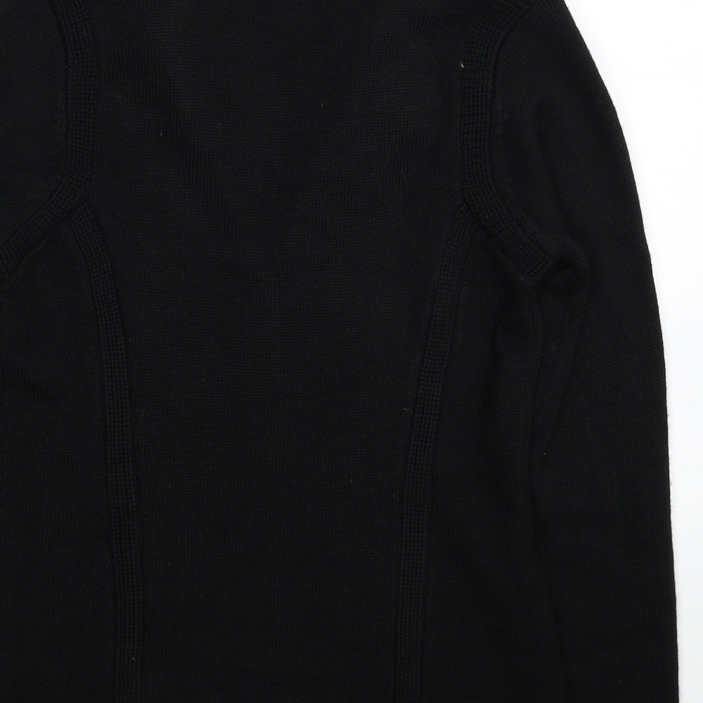 Kenar Womens Black V-Neck Wool Cardigan Jumper One Size