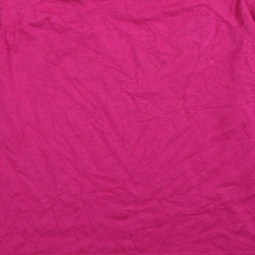 Preworn Womens Pink Round Neck Acrylic Pullover Jumper Size 12