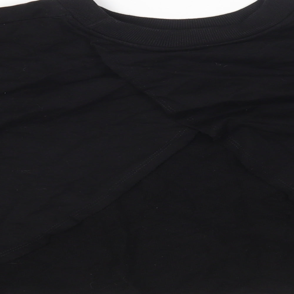 ASOS Womens Black Cotton Pullover Sweatshirt Size 6 Pullover - Cropped, Cross Open Back Detail
