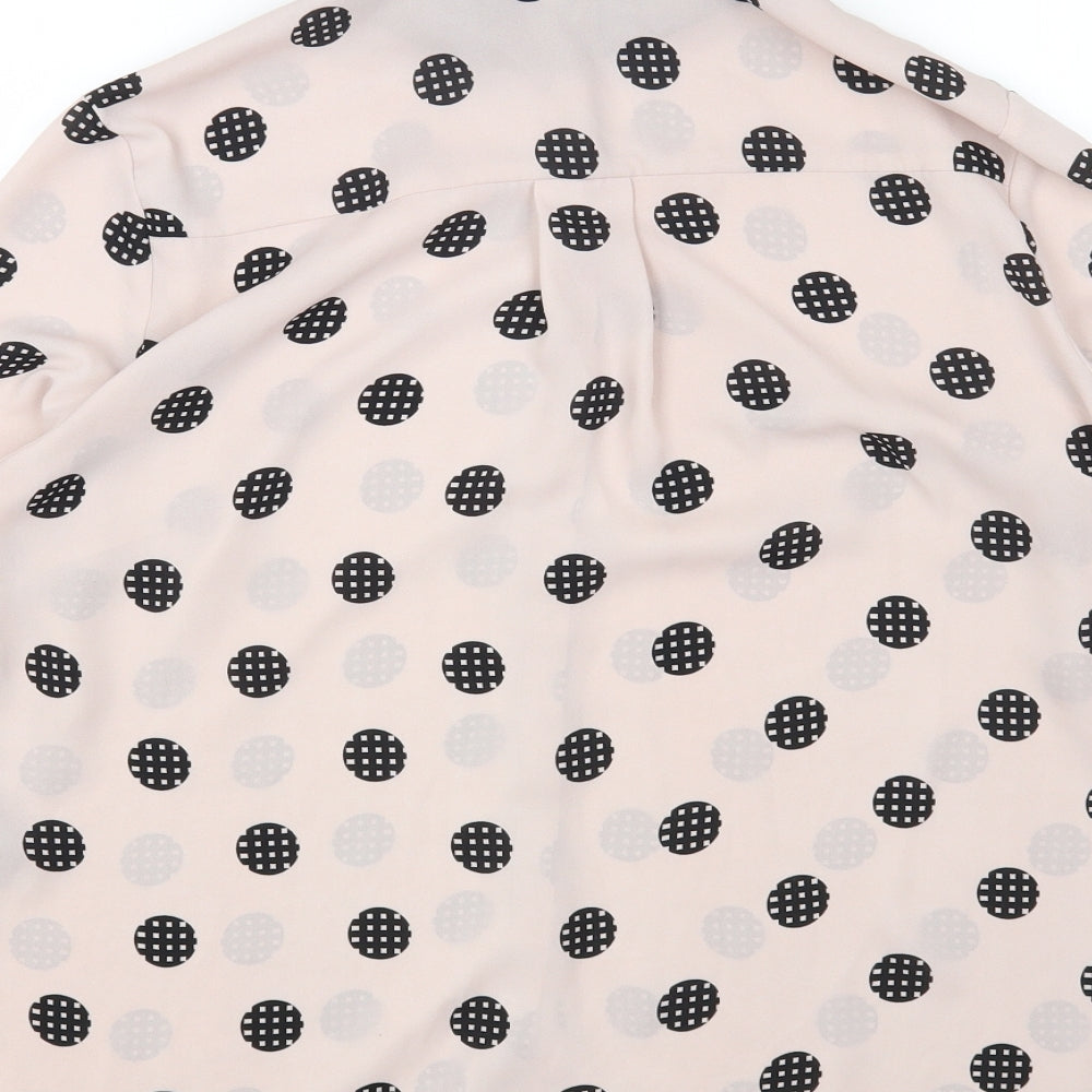 Papaya Womens Pink Polka Dot Polyester Basic Button-Up Size 14 V-Neck