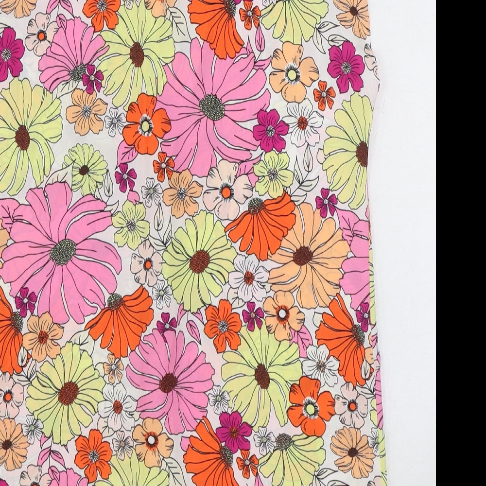 Marks & Spencer Womens Multicoloured Floral Polyester Basic Tank Size 6 V-Neck