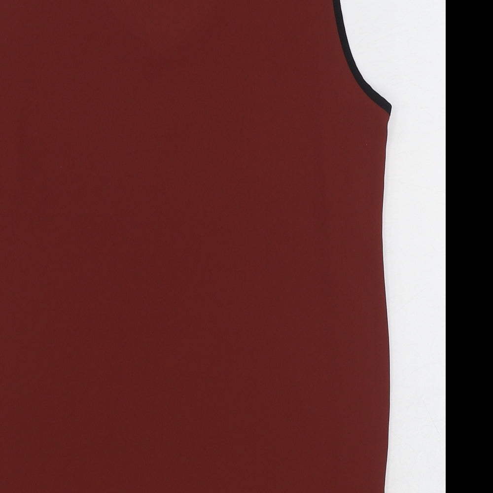 Marks & Spencer Womens Brown Polyester Basic Tank Size 10 V-Neck