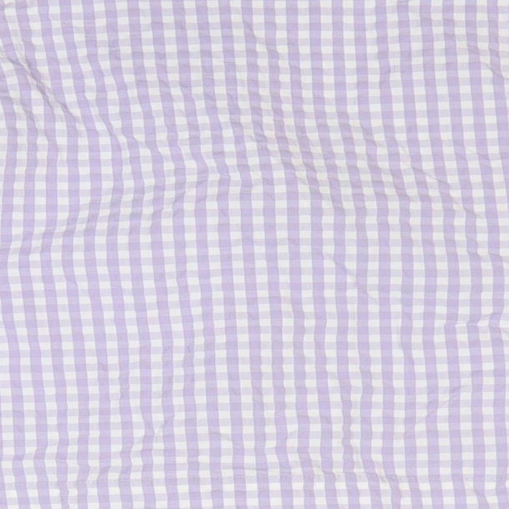 Zara Womens Purple Geometric Cotton Cropped Blouse Size S V-Neck