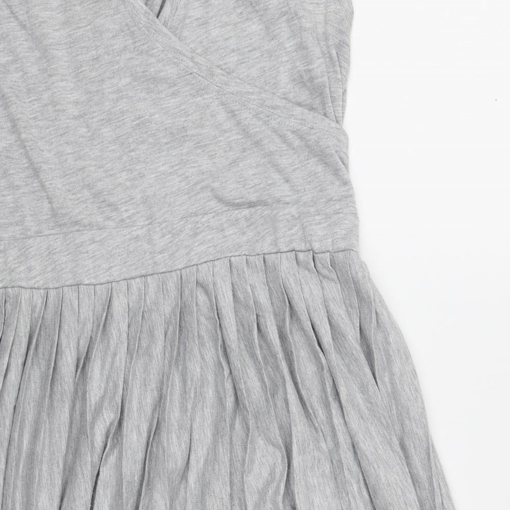 ASOS Womens Grey Cotton Skater Dress Size 12 Scoop Neck