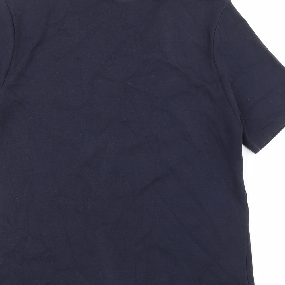 Country Casuals Womens Blue 100% Cotton Basic T-Shirt Size M V-Neck