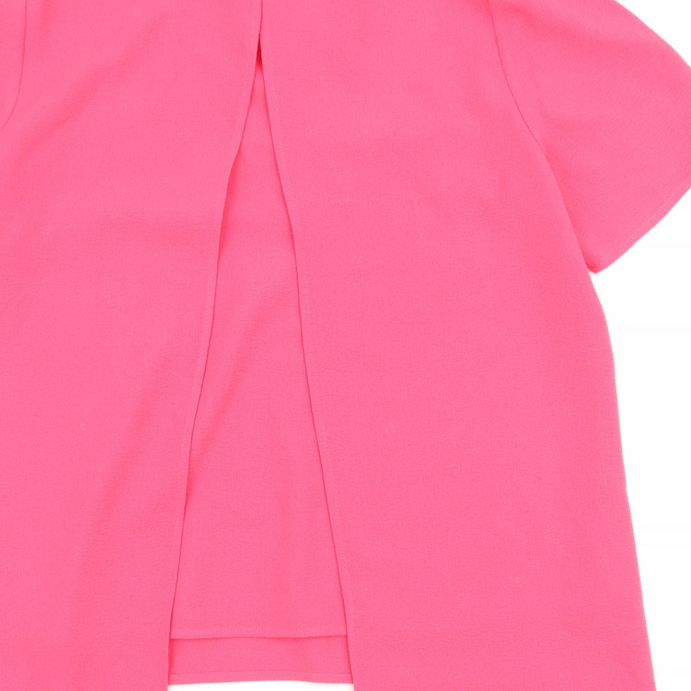 Phase Eight Womens Pink Polyester Basic Blouse Size 12 V-Neck