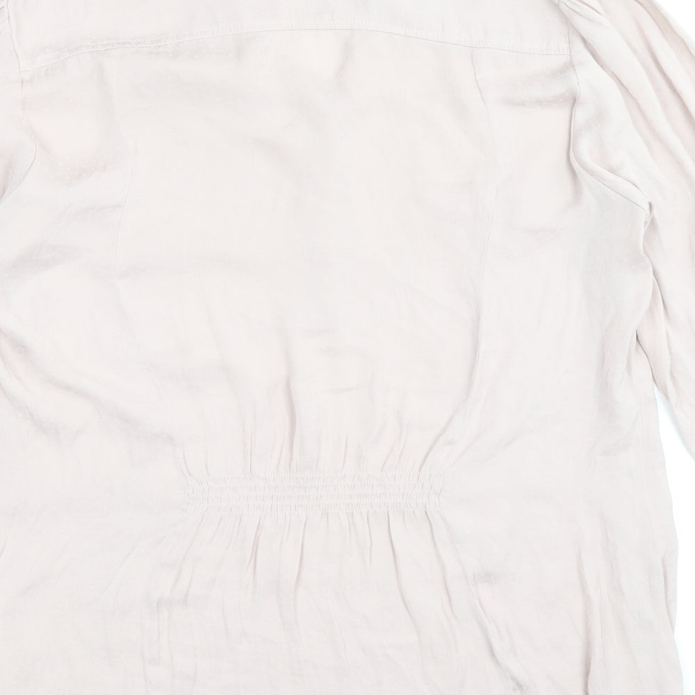 H&M Womens Pink Polyester Basic Blouse Size M V-Neck - Shirred detail on the back