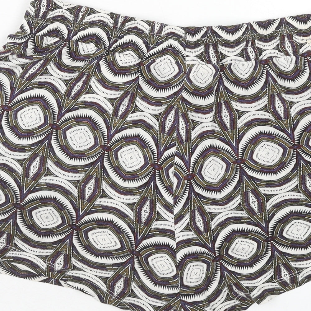 H&M Womens Multicoloured Geometric Viscose Cut-Off Shorts Size XS Regular Pull On