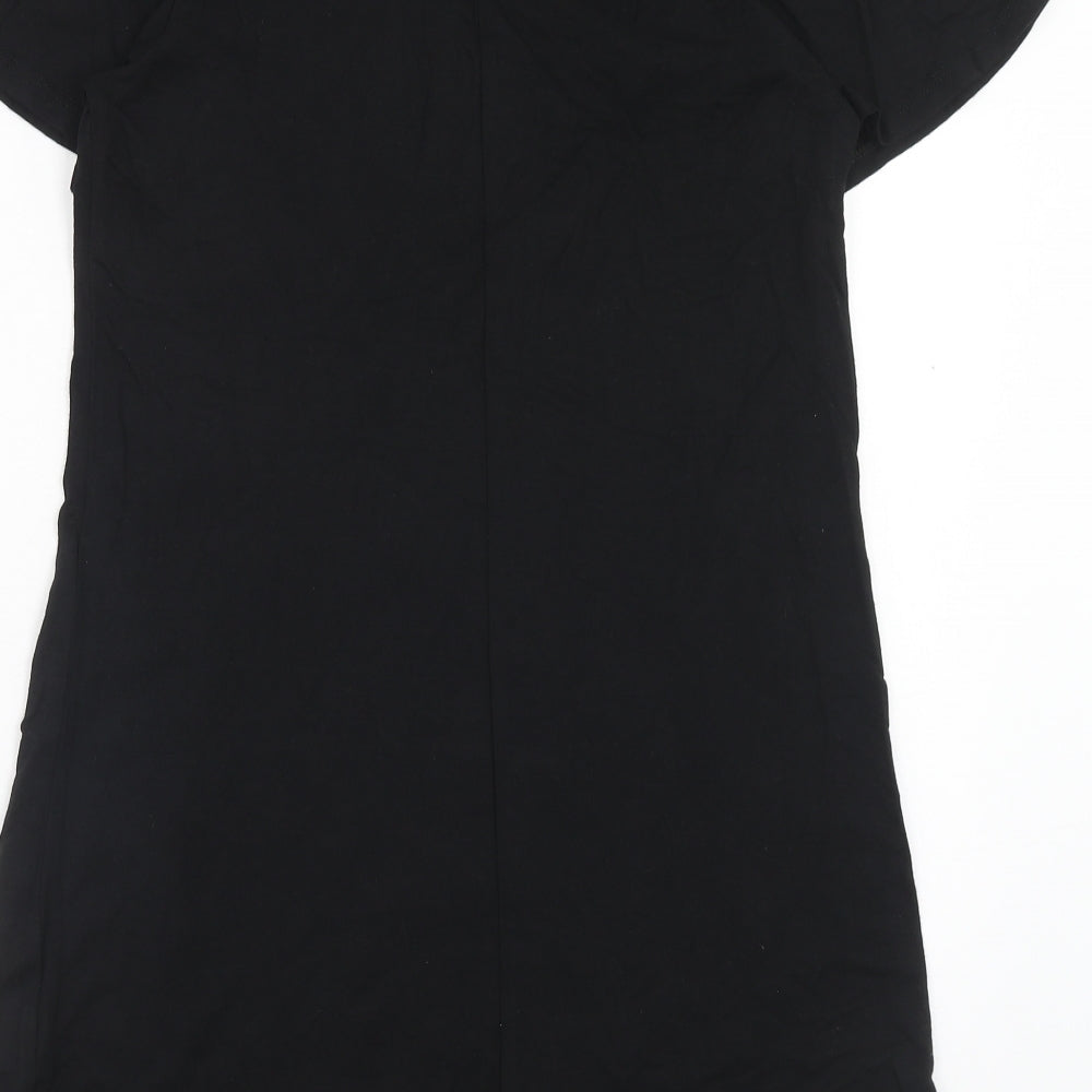 Papaya Womens Black Geometric Viscose A-Line Size 10 Round Neck Pullover