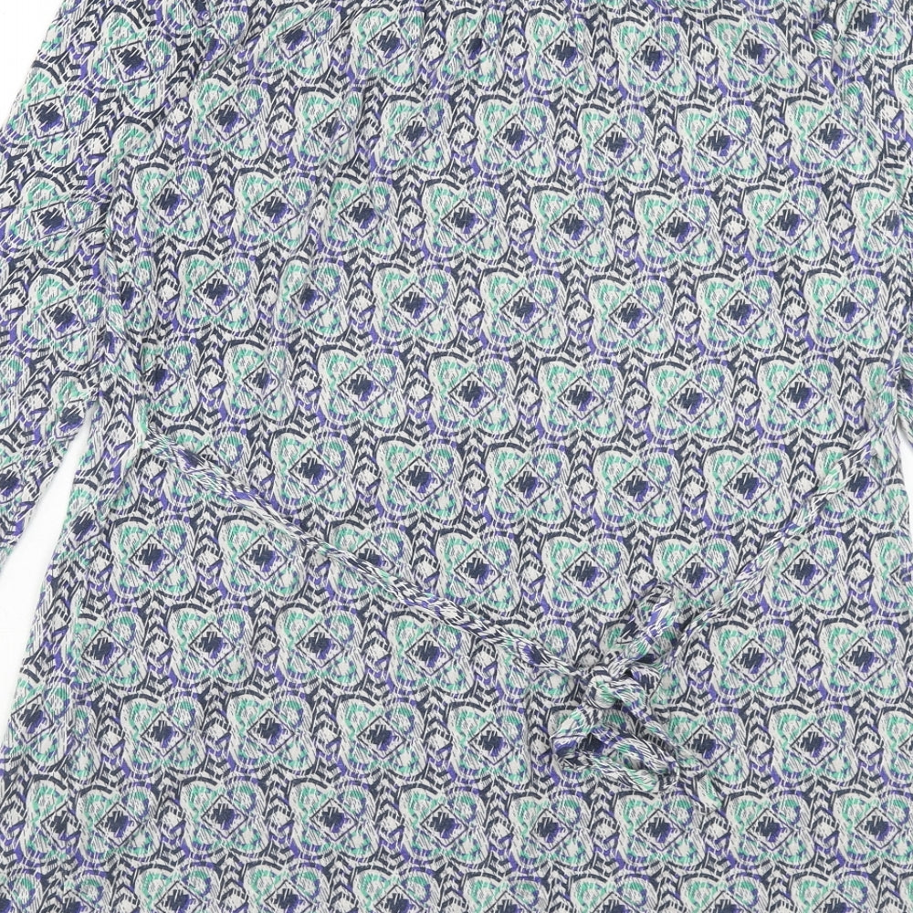 DASH Womens Multicoloured Geometric Viscose A-Line Size 10 Round Neck Pullover