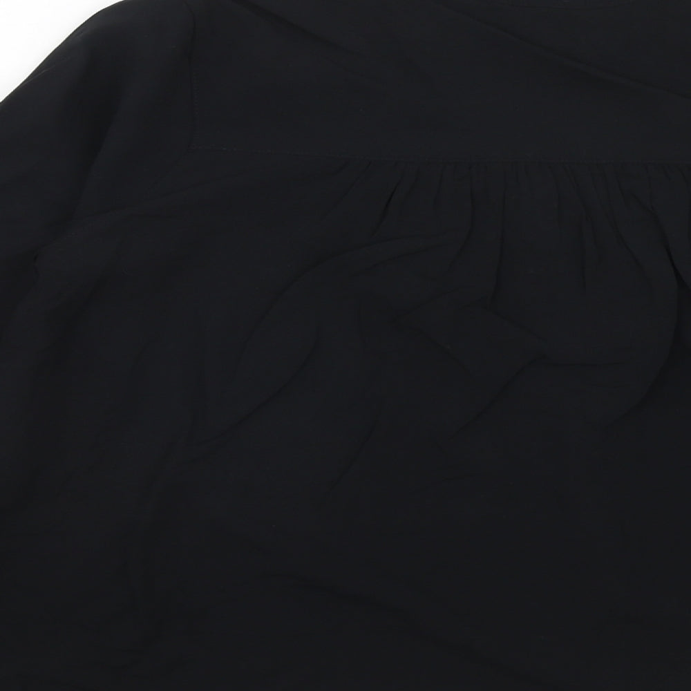 Marks & Spencer Womens Black Viscose Basic Blouse Size 8 V-Neck