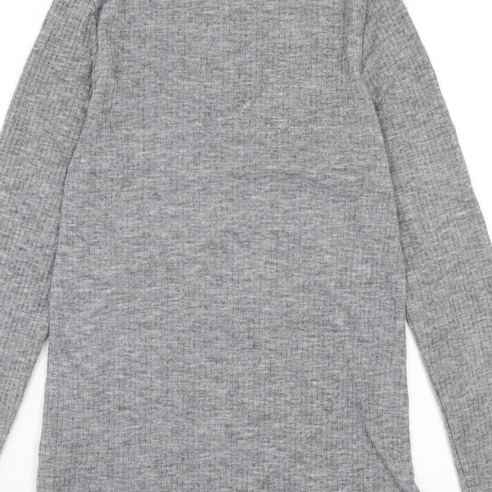 River Island Womens Grey Mock Neck Polyester Pullover Jumper Size 8
