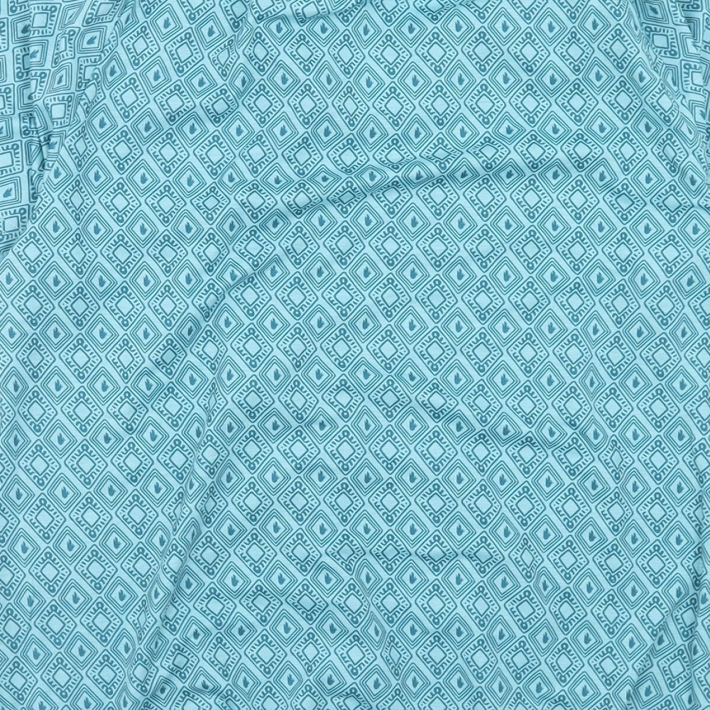 Yidarton Womens Blue Geometric Viscose Basic Blouse Size L V-Neck