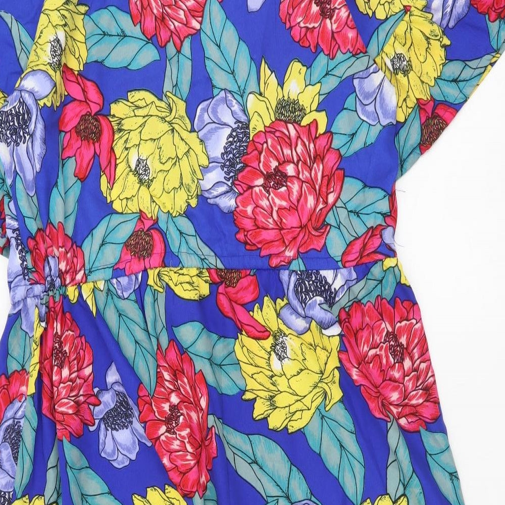 Atmosphere Womens Multicoloured Floral Polyester Fit & Flare Size 14 Boat Neck Pullover - Cold Shoulder