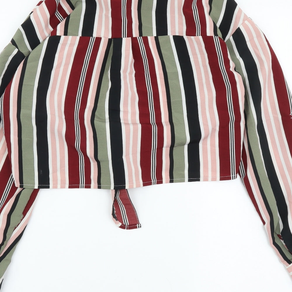 New Look Girls Multicoloured Striped Polyester Basic Button-Up Size 11 Years Collared Button