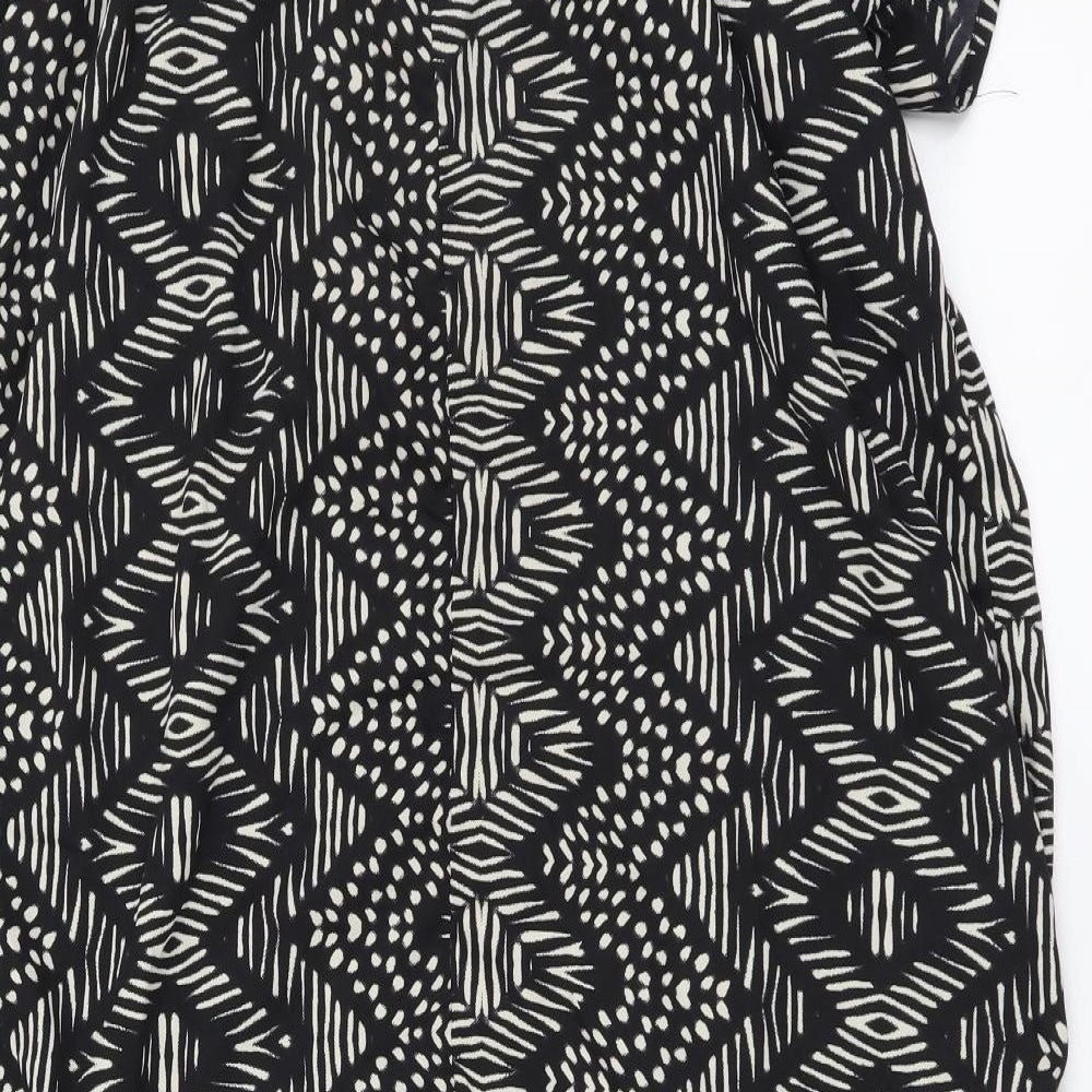 Atmosphere Womens Black Geometric Polyester A-Line Size 14 Off the Shoulder Pullover