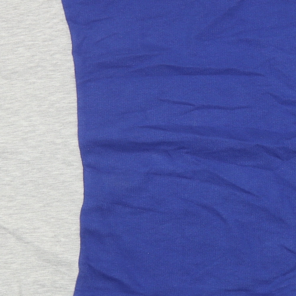 Pull&Bear Girls Blue Colourblock Cotton Pullover Sweatshirt Size L Pullover