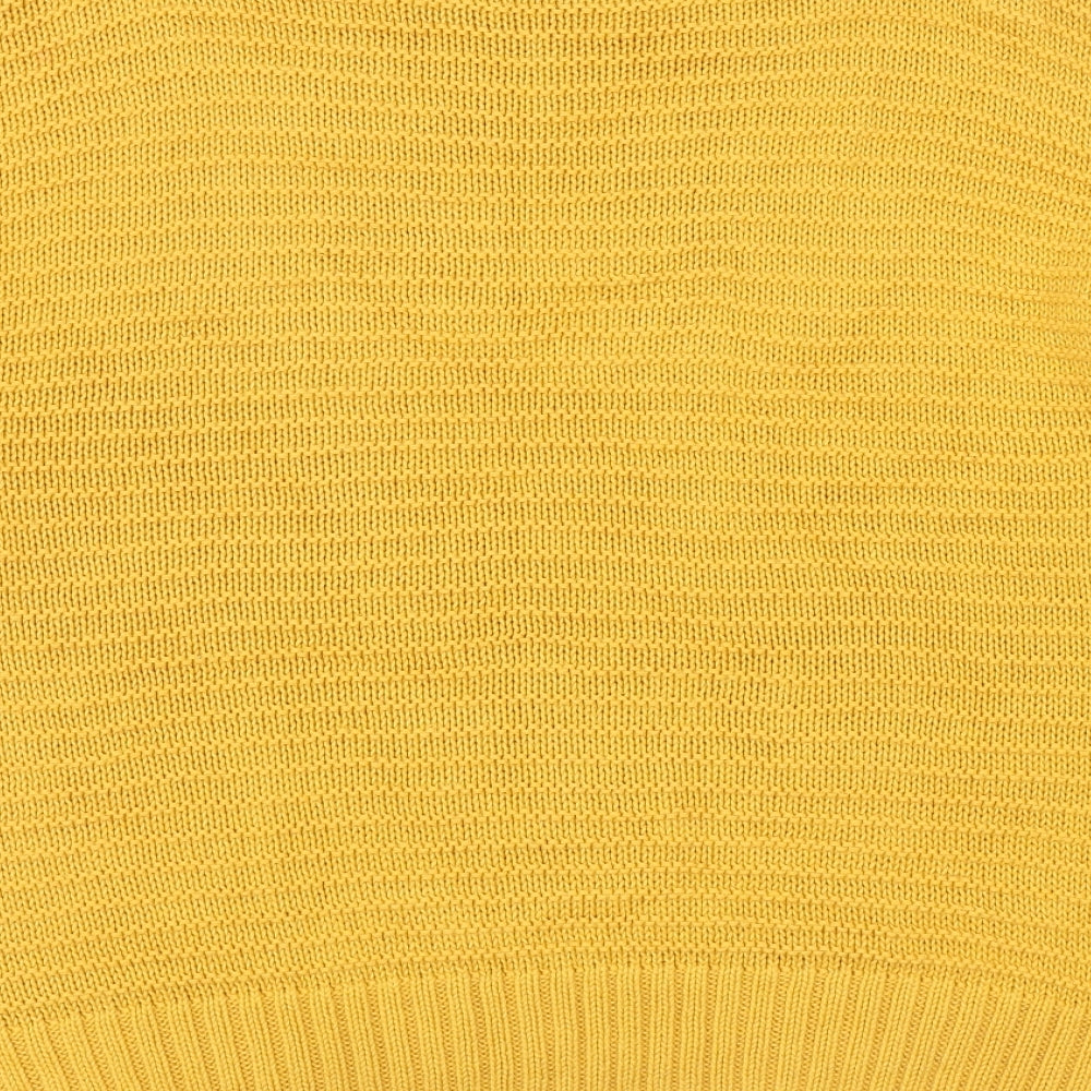 Divided by H&M Womens Yellow Round Neck Acrylic Pullover Jumper Size L