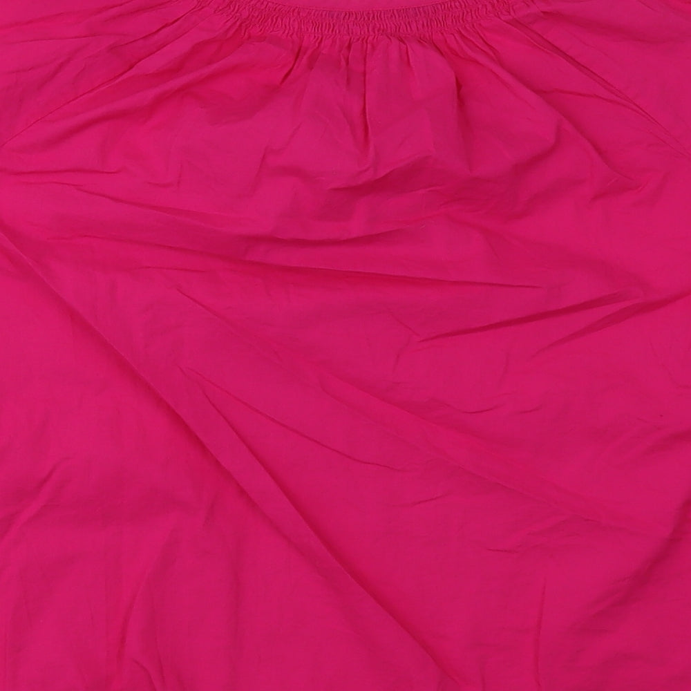 Marks & Spencer Womens Pink Cotton Basic T-Shirt Size 6 Round Neck
