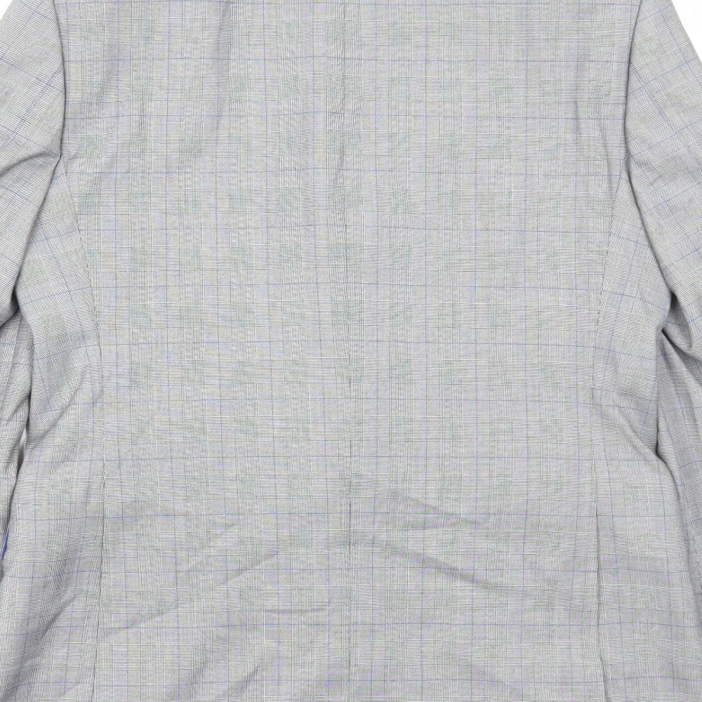 Marks & Spencer Mens Grey Plaid Polyester Jacket Blazer Size S