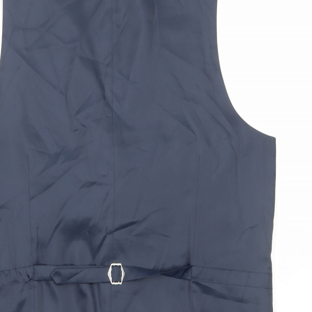 Marks & Spencer Mens Blue Polyester Jacket Suit Waistcoat Size L